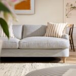 LineaWeave 3-Seater Sofa in Blue Striped Linen Blend - Image 10