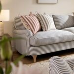 LineaWeave 3-Seater Sofa in Blue Striped Linen Blend - Image 8