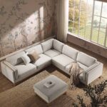 Grande Corner Sofa in Oatmeal Woven Fabric