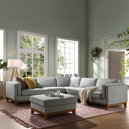 Corner Sofa in Soft Sage Woven Fabric