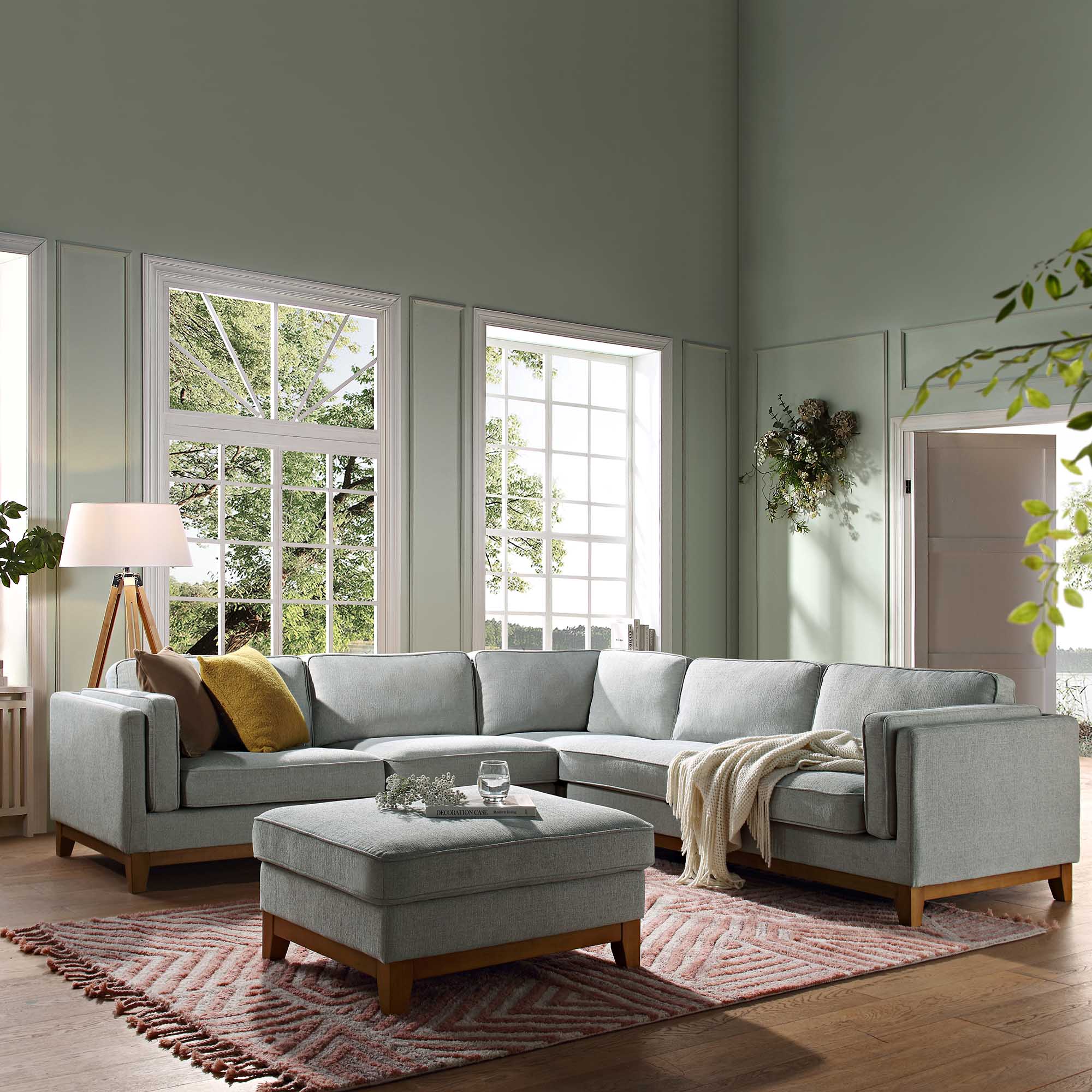 GCSF-2399-SAGE-WOV-LARGECORNER_scene1 Corner Sofa in Soft Sage Woven Fabric - Image 1