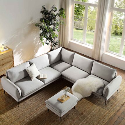 Corner Sofa in Premium Grey Marl Fabric