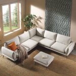 OatLuxe Grande Corner Sofa in Soft Oatmeal Fabric - Image 12