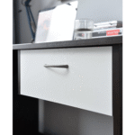 Walnut & White Computer Desk with Drawer – Modern Home Office Study Table - Image 3