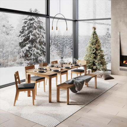 Solid Wood Dining Table for Indian Homes – Premium Natural Finish