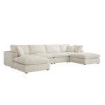 Modular U-Shape Sofa, 6-Piece Set in Beige Linen Blend - Image 3