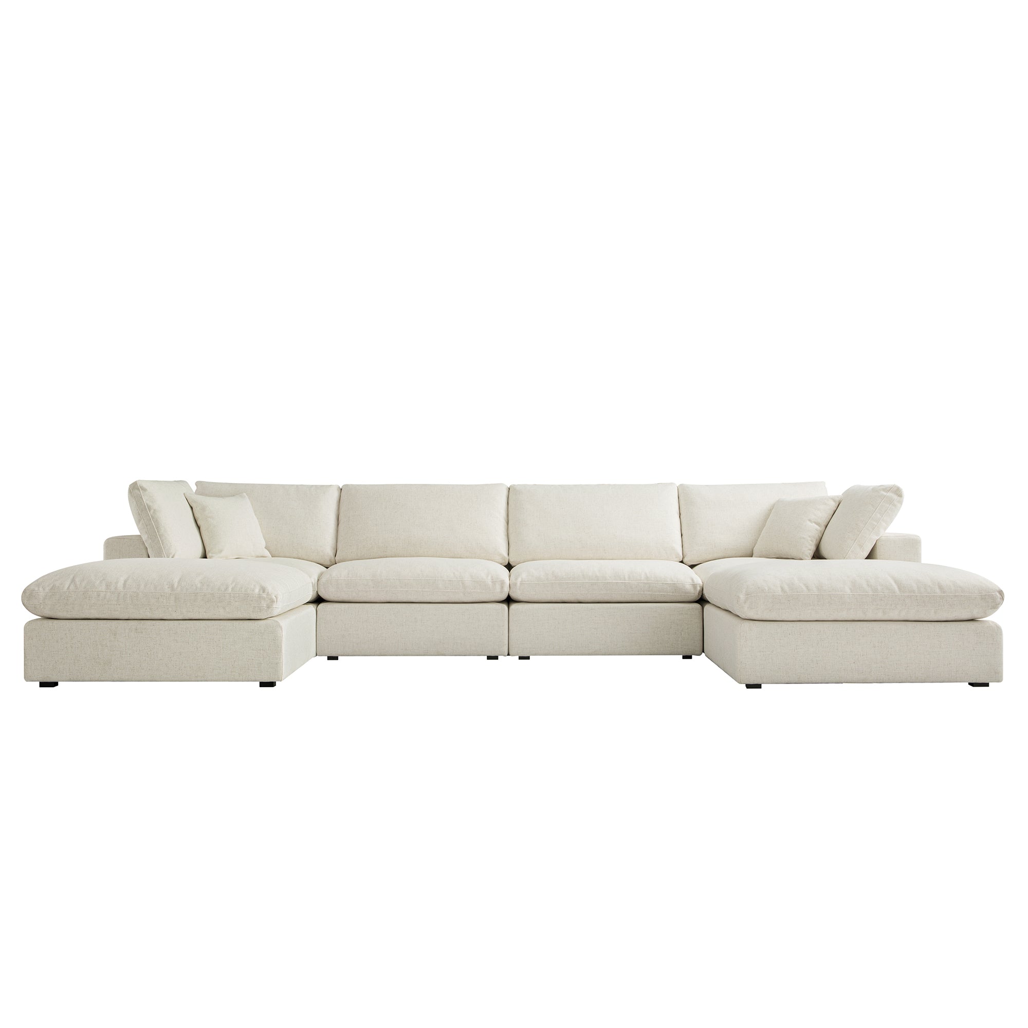 SCSF-054-BEIGE-LIN-6PUSHAPE_WB2 Modular U-Shape Sofa, 6-Piece Set in Beige Linen Blend - Image 1