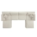 Modular U-Shape Sofa, 6-Piece Set in Beige Linen Blend - Image 2