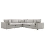 5-Piece Modular Corner Sofa in Light Grey Linen Blend