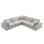 5-Piece Modular Corner Sofa in Light Grey Linen Blend - Image 5