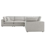 5-Piece Modular Corner Sofa in Light Grey Linen Blend - Image 2