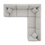 5-Piece Modular Corner Sofa in Light Grey Linen Blend - Image 4