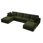 VelvetVerde 6-Piece Modular U-Shape Sofa Set in Deep Green Velvet