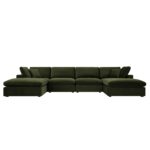 VelvetVerde 6-Piece Modular U-Shape Sofa Set in Deep Green Velvet - Image 5