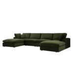 VelvetVerde 6-Piece Modular U-Shape Sofa Set in Deep Green Velvet - Image 3