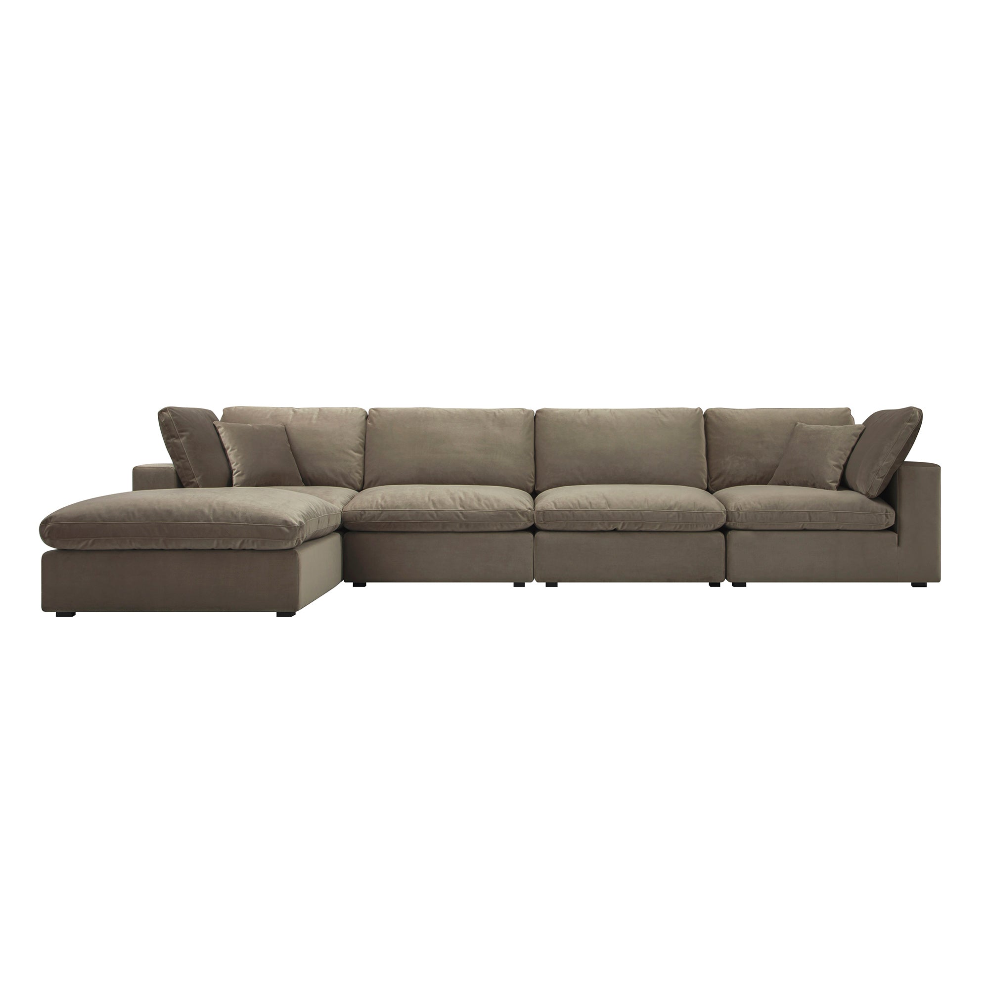 SCSF-054-TAUPE-VEL-4PCHAISE_WB2 VelvetEase 4-Piece Modular Chaise Sofa Set - Image 1