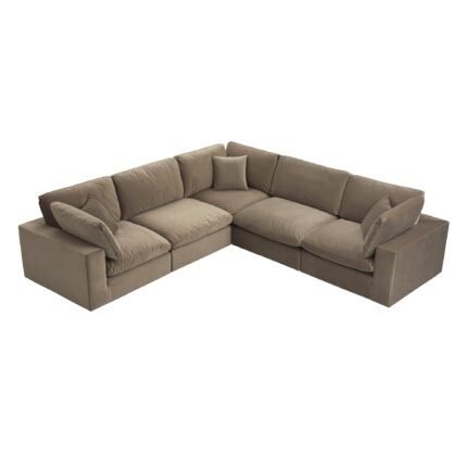 VelvetNook 5-Piece Modular Corner Sofa Set