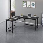 Black L-Shaped Corner Desk – Spacious Modern Workstation for Home & Office