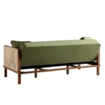 Walnut Frame Cane Sofa Bed with Moss Green Velvet Upholstery for Elegant Indian Homes - Image 8