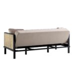 Cane Sofa Bed, Taupe Velvet with Black Solid Wood Frame - Image 9
