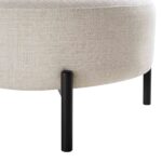 Soft Beige Linen-Blend Armchair with Decorative Ball Cushion for Home Comfort Seating - Image 11