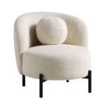 Soft Fabric Armchair with Decorative Ball Cushion for Home & Lounge Comfort - Image 7