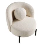 Soft Fabric Armchair with Decorative Ball Cushion for Home & Lounge Comfort - Image 9