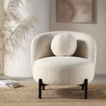 Soft Fabric Armchair with Decorative Ball Cushion for Home & Lounge Comfort