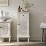 Whitewashed Carved Bathroom Cupboard