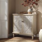 Whitewashed Hand-Carved Small Sideboard – Vintage Distressed Finish - Image 2