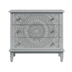 Mid Grey Carved 3-Drawer Chest - Image 8