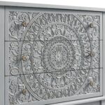 Mid Grey Carved 3-Drawer Chest - Image 12