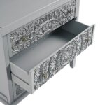 Mid Grey Carved 3-Drawer Chest - Image 13