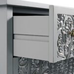 Mid Grey Carved 3-Drawer Chest - Image 11