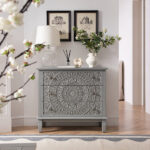 Mid Grey Carved 3-Drawer Chest