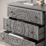 Mid Grey Carved 3-Drawer Chest - Image 7