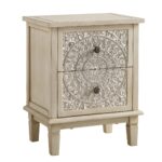 Whitewashed Carved 2-Drawer Bedside Table - Image 10