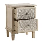 Whitewashed Carved 2-Drawer Bedside Table - Image 8