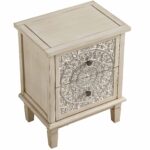 Whitewashed Carved 2-Drawer Bedside Table - Image 6