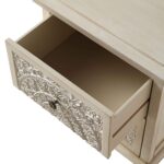 Whitewashed Carved 2-Drawer Bedside Table - Image 13