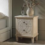 Whitewashed Carved 2-Drawer Bedside Table - Image 2