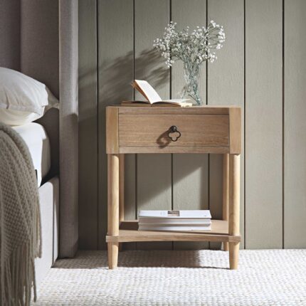Natural 1-Drawer Bedside Table