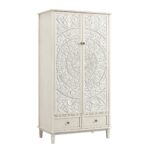 Whitewashed Carved Double Wardrobe - Image 9