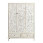 Whitewashed Carved Triple Wardrobe - Image 4