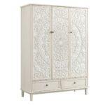 Whitewashed Carved Triple Wardrobe - Image 5
