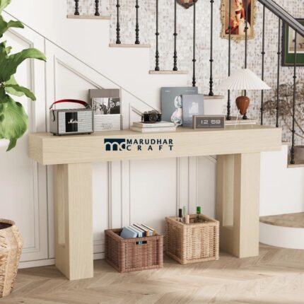 Handcrafted Solid Wood Entryway Table with Traditional Indian Finish