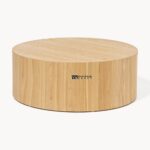Solid Wood Round Coffee Table Walnut Color - Image 3