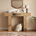 Long Wooden Rectangular Console Table with Smooth Drawer Storage