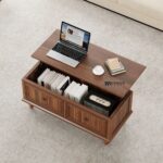 Rectangle Coffee Table with Solid Wood Legs and Sliding Storage Drawer - Image 2
