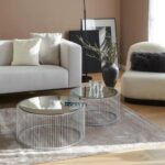 Set of 2 Glass Top Coffee Tables Silver Finish